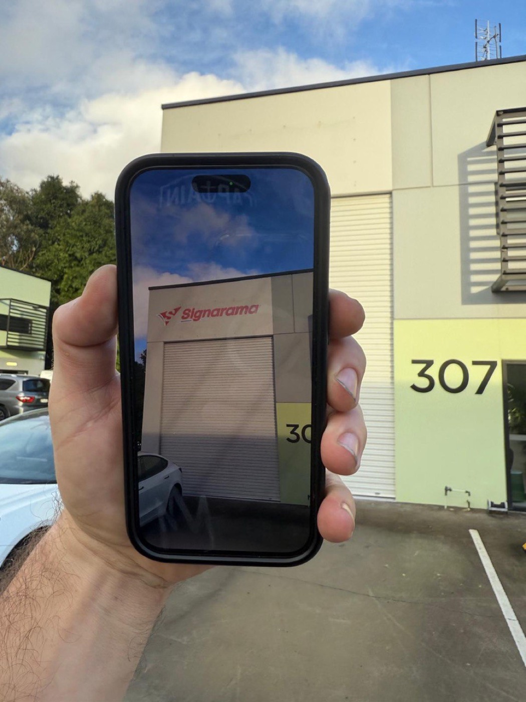 AR view — sign on real building