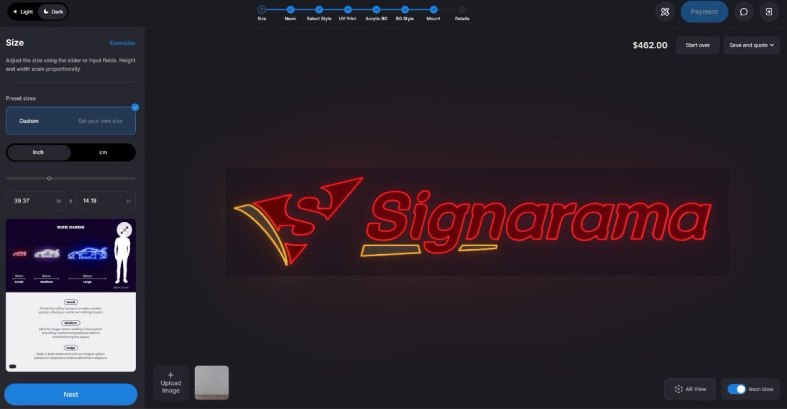 Signarama neon sign live in the designer